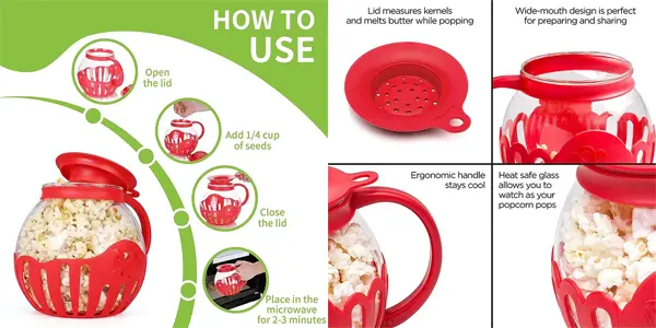 Recipiente LMETJMA para cocinar palomitas en microondas