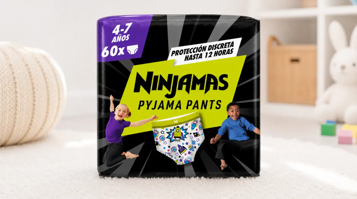 Pack x60 Pañales braguita Dodot Ninjamas para la noche, talla 4-7 años