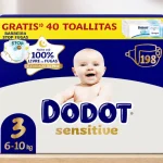Dodot Pañales Bebé Sensitive Talla 3 con 198 unidades y 40 toallitas de regalo