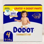 Pañales Dodot Sensitive Talla 4, 172 unidades, 9-14 kg, protección óptima para piel sensible