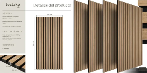 Paneles acústicos decorativos Tectake MDF