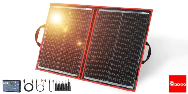 Panel solar plegable portátil Dokio de 100 W