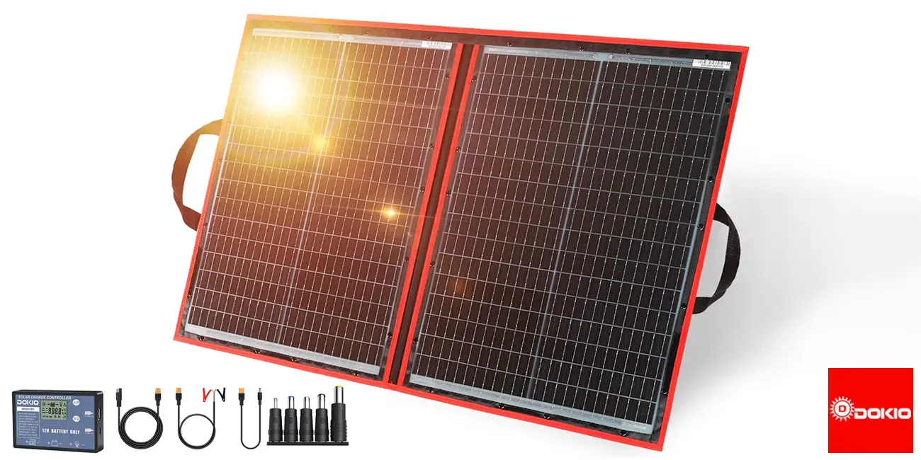 Panel solar plegable portátil Dokio de 100 W