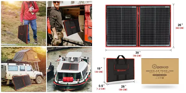 Panel solar plegable portátil Dokio de 100 W