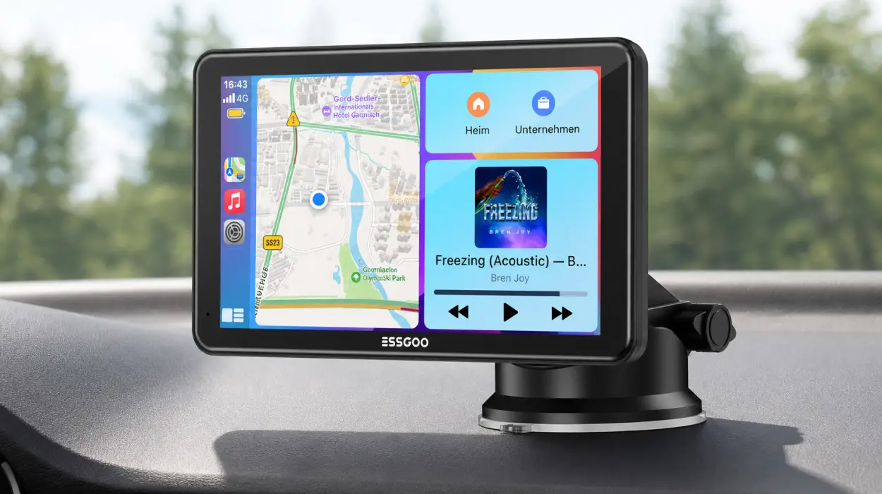 Pantalla CarPlay ESSGOO de 7" con Android Auto y cámara de reversa