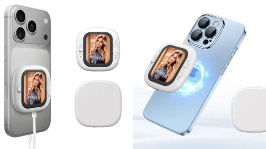 Pantalla trasera para selfies con sujeción magnética