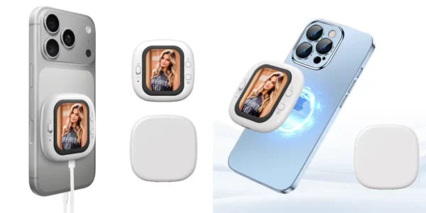 Pantalla trasera para selfies con sujeción magnética