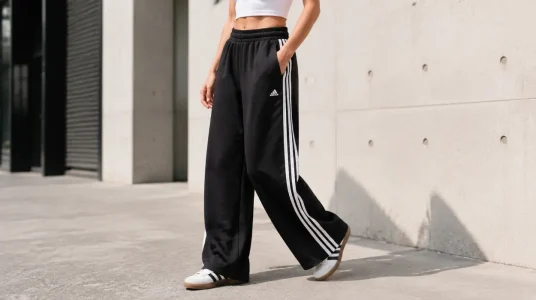 Pantalón adidas 3-Stripes Fleece Wide de corte ancho para mujer