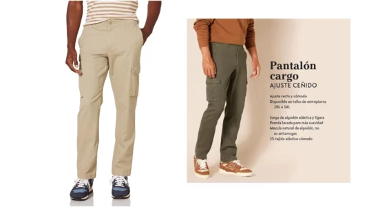 pantalón cargo elástico Amazon Essentials para hombre