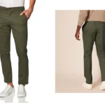 pantalón chino elástico Amazon Essentials en color verde para hombre