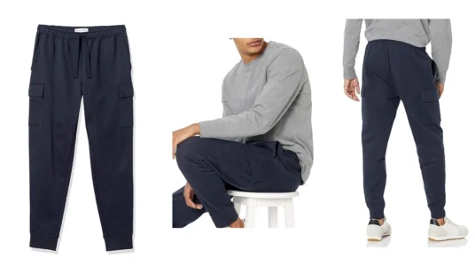 pantalón de chándal tipo cargo Amazon Essentials con forro polar para hombre