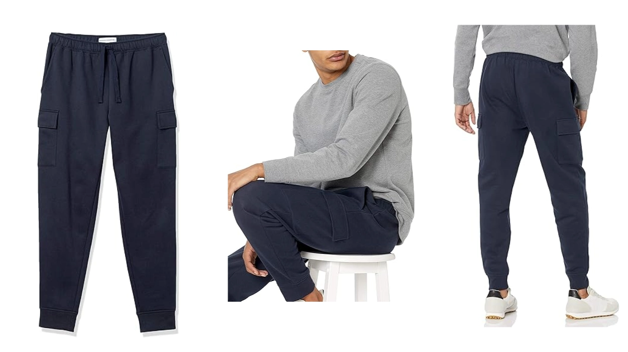 pantalón de chándal tipo cargo Amazon Essentials con forro polar para hombre