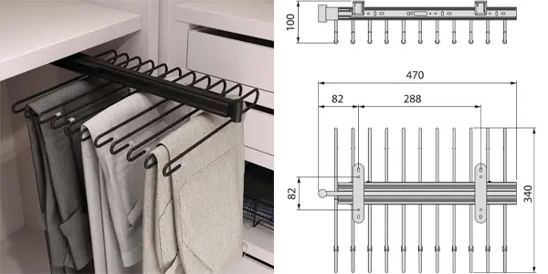 Pantalonero extraíble de armario Emuca para 11 pantalones