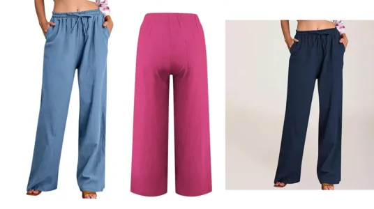pantalones anchos algodón lino mujer baratos