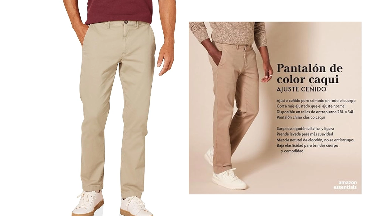 pantalones chinos de pitillo para hombre