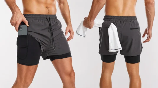 Pantalones cortos de running Danfiki para hombre, ligeros y de secado rápido con bolsillo para teléfono
