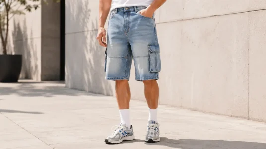 Pantalones cortos Urban Classics para hombre en azul claro desgastado