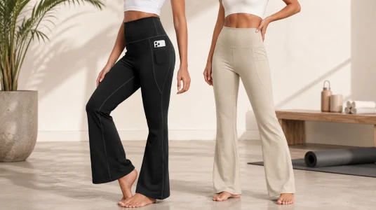 Pantalones de yoga Grecerelle para mujer, anchos y elásticos con bolsillos