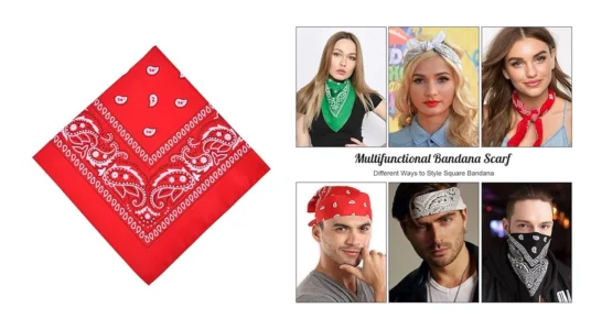 pañuelo bandana con estampado clásico paisley de 54 x 54 cm