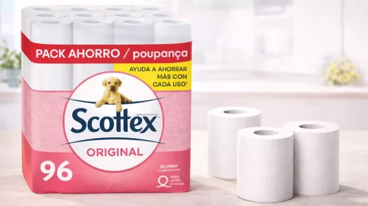 Pack de 96 rollos de papel higiénico Scottex Original de doble capa