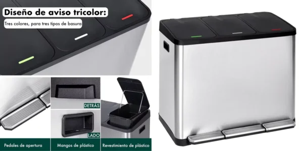 Papelera triple de reciclaje T-LoVendo