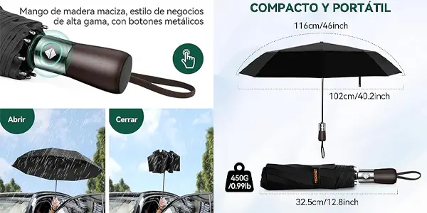 Paraguas plegable antiviento TECKNET