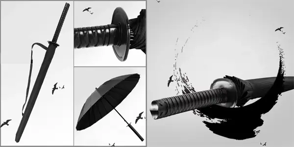 Paraguas plegable katana samurai