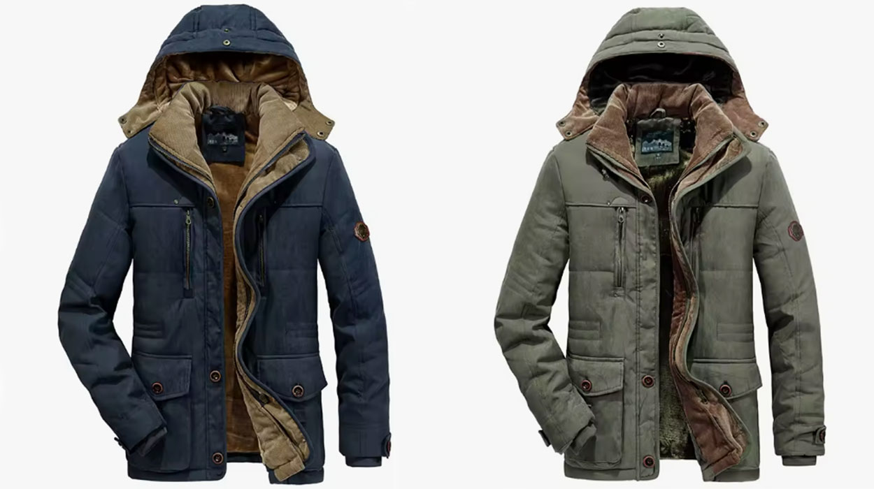 Parka gruesa con capucha para hombre barata