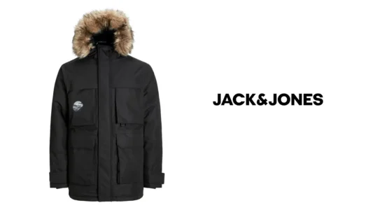 Parka Jack Jones negra hombre barata