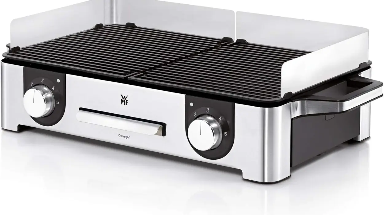 Perfecta para interior y exterior: WMF Lono Mastergrill con temperatura ajustable y placas desmontables
