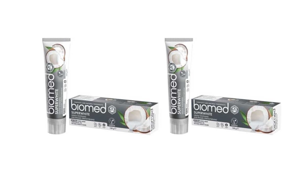 Pack x2 Pasta de dientes natural vegana Biomed Superwhite de 100 g