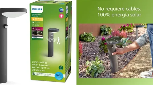 Lámpara pedestal LED de exterior Philips de 1,8W con carga solar