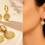 Pendientes Aro Bling de Singularu en acero inoxidable con baño de oro de 18 kt y cierre congo