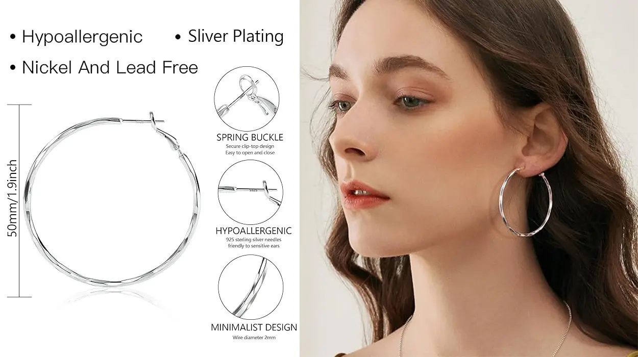 Pendientes de aro grandes Lancharmed de plata de ley en oferta