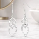 Pendientes colgantes de plata 925 CYMYSS para mujer con diseño de rotación rómbica