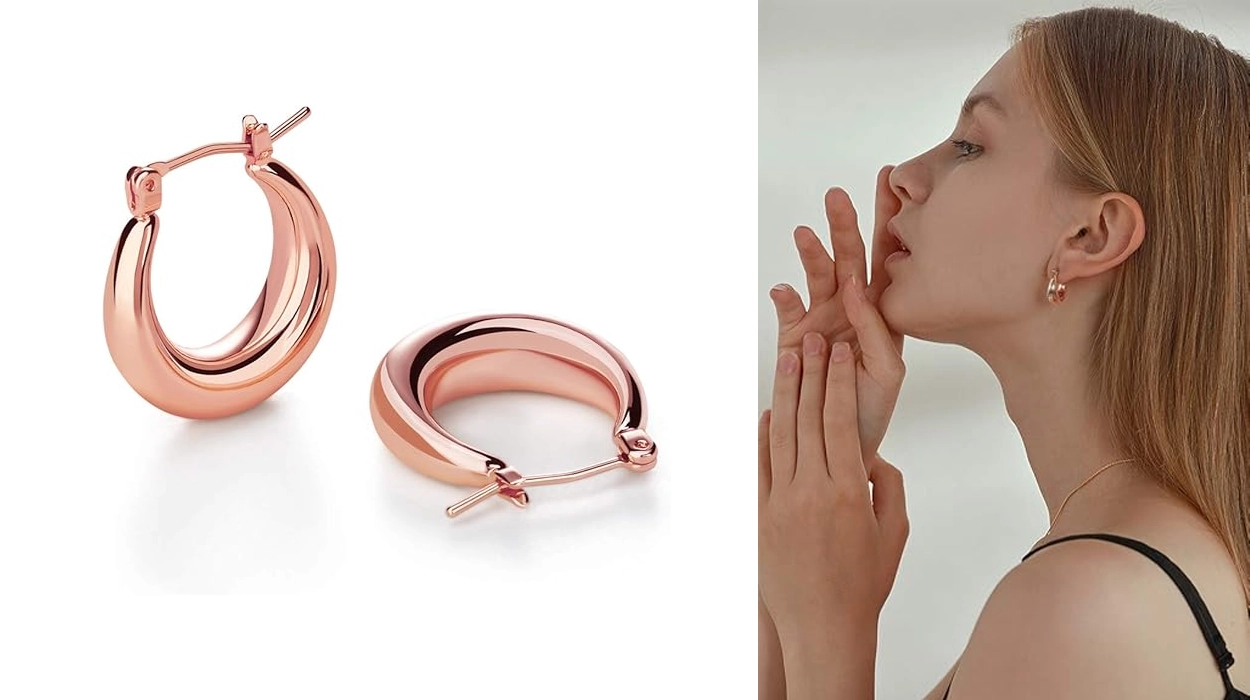 pendientes de aro pequeños Lilie & White chapados en oro de 14 quilates