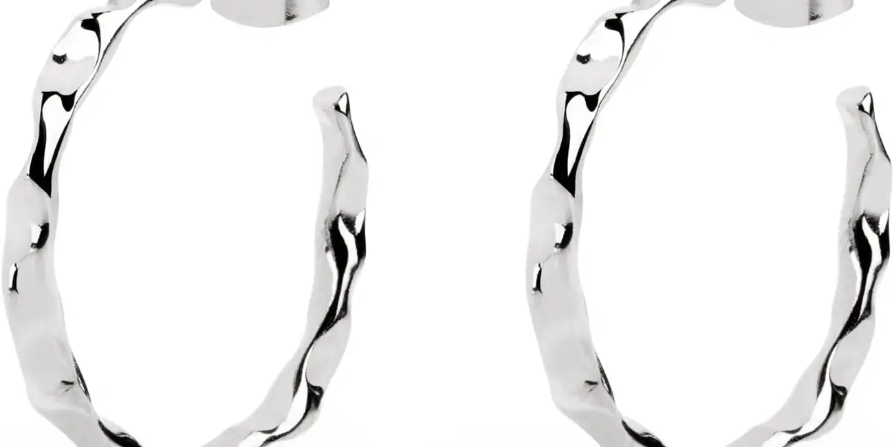 Pendientes de aro Singularu Lake con baño de rodio