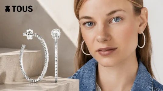 Pendientes de aros grandes de plata Tous para mujer, clásicos y elegantes con cierre de presión