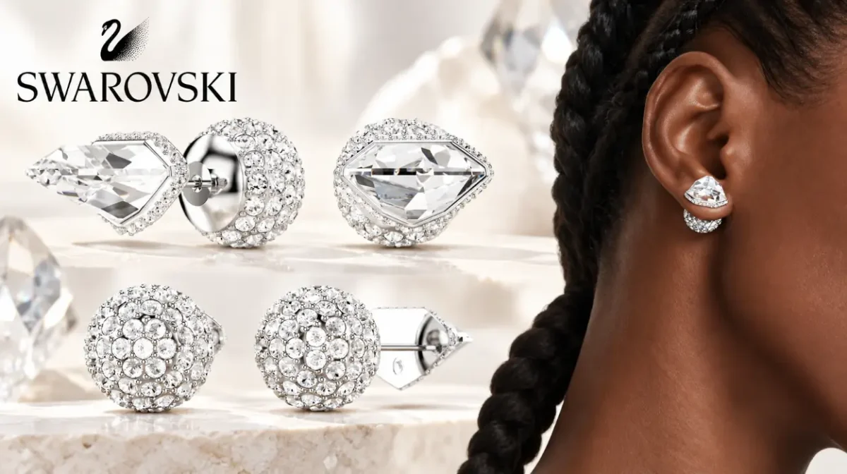 Hoy puedes lucir estos espectaculares pendientes de botón Swarovski Lucent pavé por mucho menos de lo que te imaginas