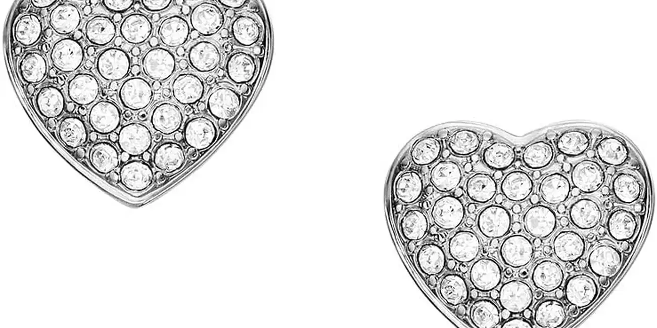 Pendientes Fossil corazón con piedras