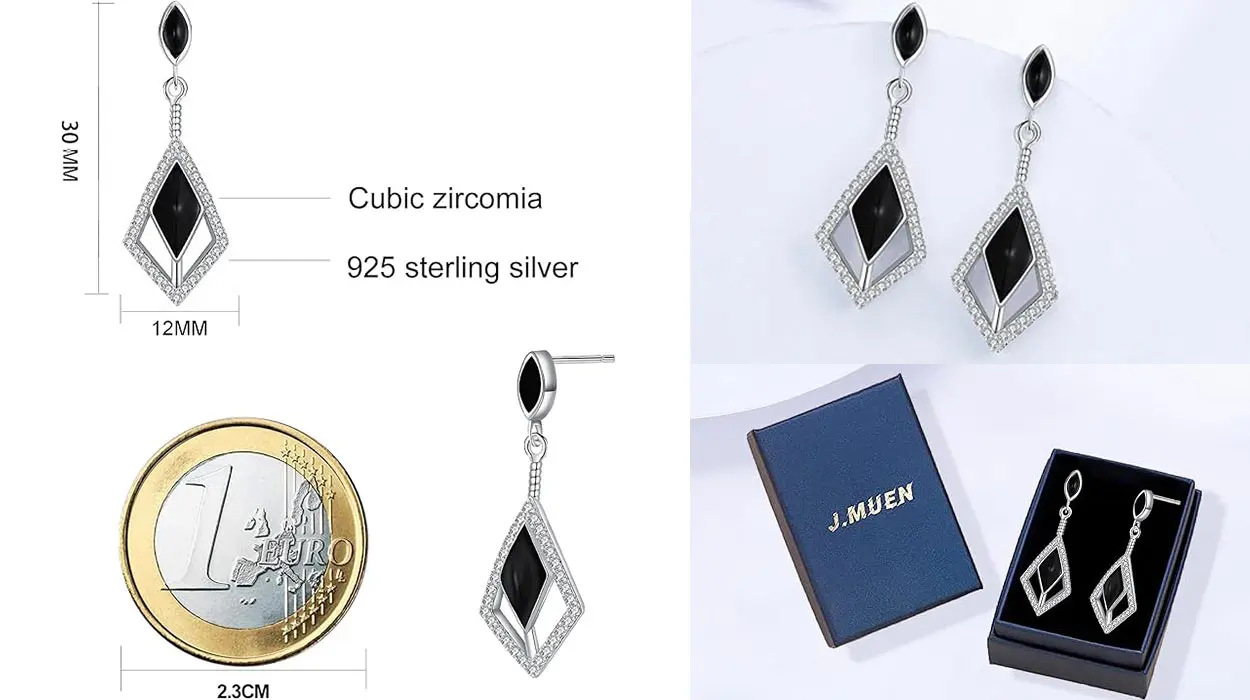 Pendientes geométricos triangulares J.MUEN de plata de ley para mujer baratos