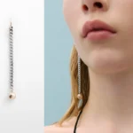 pendientes largos de cadena con abalorios Mango Outlet