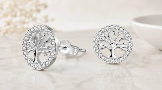 Pendientes de plata de ley 925 con diseño Árbol de la Vida para mujer, ideal como regalo
