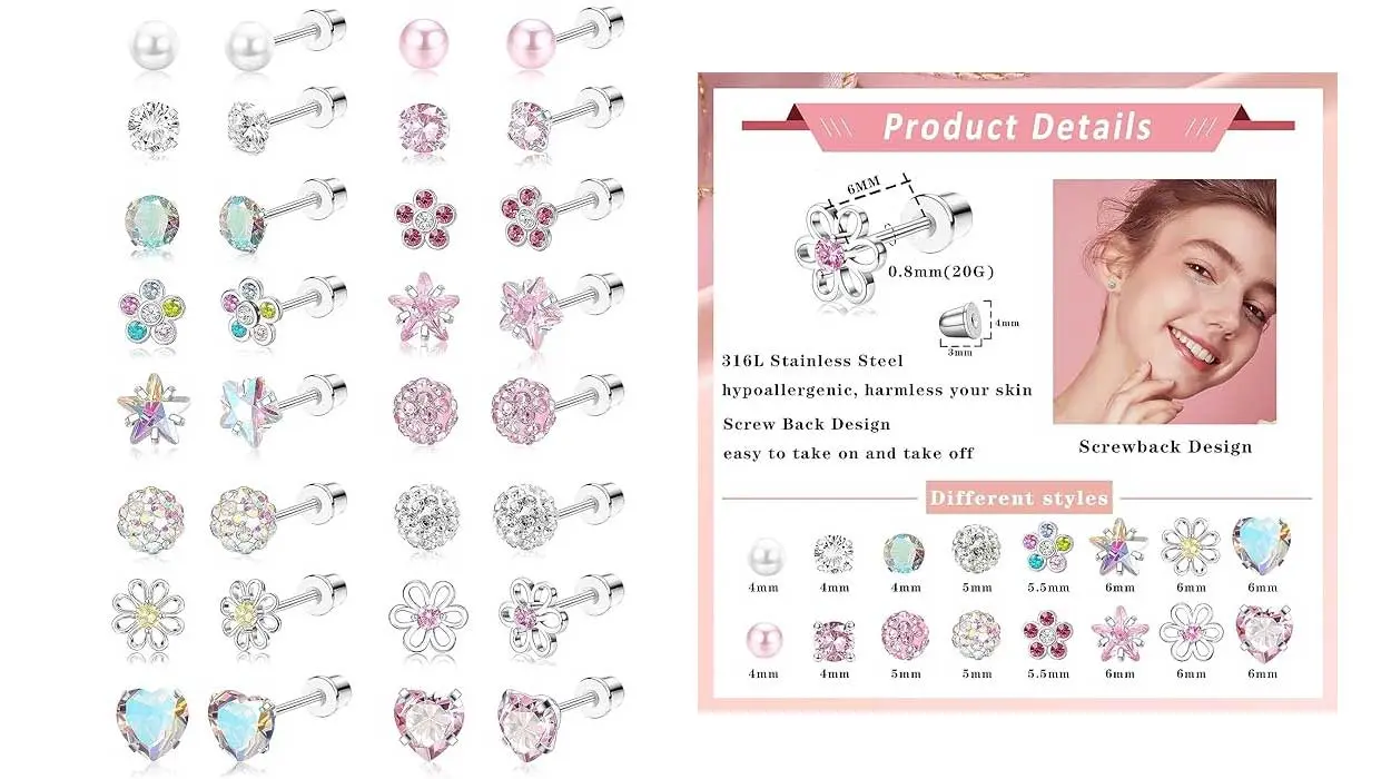 pendientes pequeños diamday acero quirurgico baratos