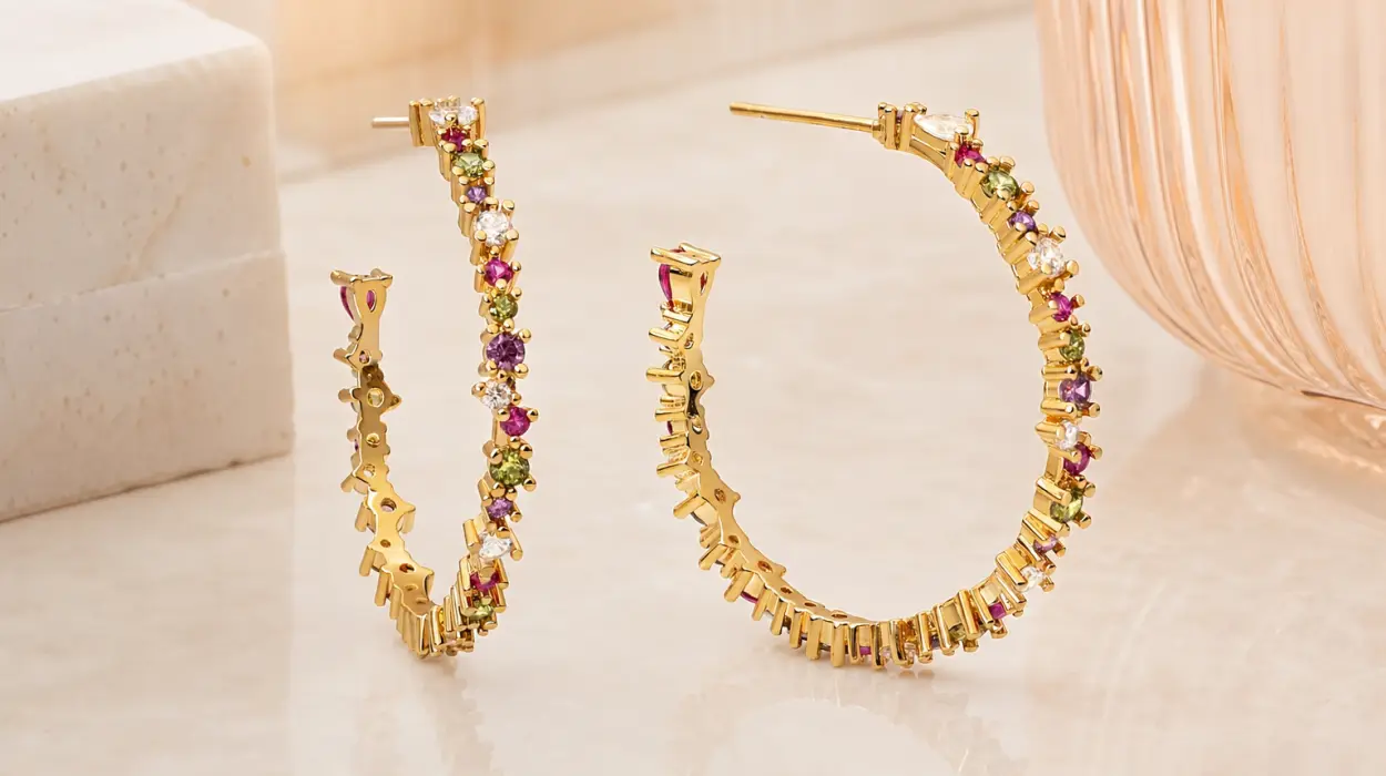 Pendientes Estellar Colors L de Singularu con baño de oro 18kt