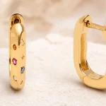 Pendientes de aro Singularu Pebbles L para mujer bañados en oro