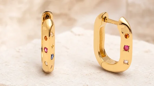 Pendientes de aro Singularu Pebbles L para mujer bañados en oro