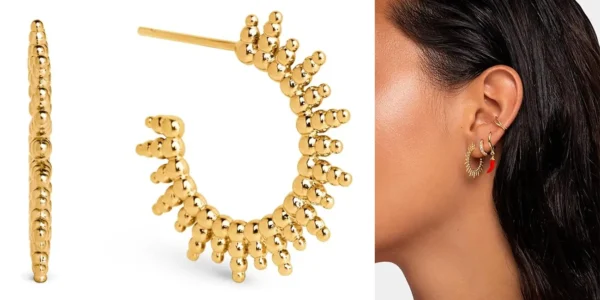 Pendientes SINGULARU Pebbles Sun bañados en oro 18K