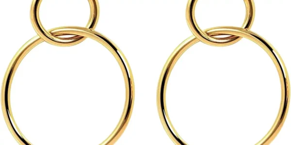 Chollo Pendientes Singularu Sister de latón con acabado en baño de oro de 18 Kt