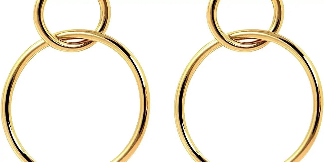 Pendientes Singularu Sister de latón con acabado en baño de oro de 18 Kt